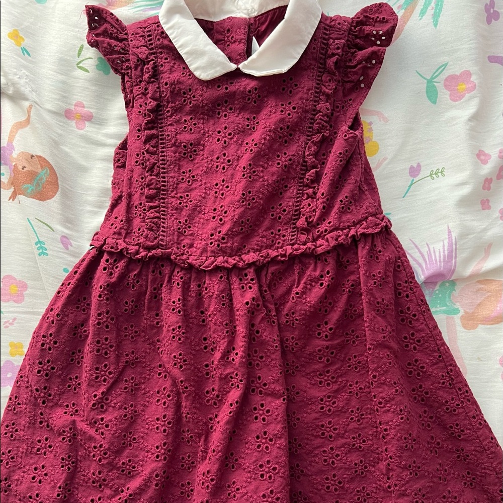 Janie and Jack Maroon Toddler Girl Dress
